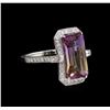 Image 1 : 14KT White Gold 4.89 ctw Ametrine Quartz and Diamond Ring