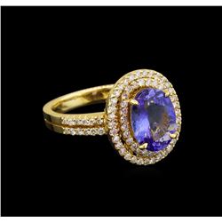 14KT Yellow Gold 3.02 ctw Tanzanite and Diamond Ring