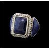 Image 2 : 14KT White Gold 20.59 ctw Sapphire and Diamond Ring