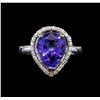 Image 2 : 14KT White Gold 3.76 ctw Tanzanite and Diamond Ring