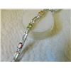 Image 2 : BRACELET - MULTI-GEMSTONE & DIAMOND IN STERLIGN SILVER SETTING - 9 OVAL FACETED GEMS - ESTIMATED RET
