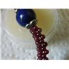 Image 5 : BRACELET - NATURAL GARNET BEADS & NATURAL ROUND LAPIS LAZULI IN 925 STERLING SILVER SETTING - WITH C