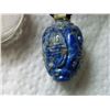 Image 3 : HAND CRAFTED CARVED LAPIS ON ROPE - 1 1/2" TALL X 1" DIAMETER - HAS UNIQUE SWAN CLASP/HOOK (non-fero