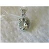 Image 2 : NECKLACE - 1.75 CT OVAL FACETED GREEN AMETHYST & DIAMOND IN STERLING SILVER SETTING - INCLUDES CERTI