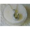 Image 5 : NECKLACE - 1.75 CT OVAL FACETED GREEN AMETHYST & DIAMOND IN STERLING SILVER SETTING - INCLUDES CERTI