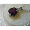Image 1 : NECKLACE - 3.5CT AMETHYST & DIAMOND NECKLACE OVAL CUT AMETHYST IN STERLING SILVER SETTING - INCLUDES