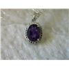 Image 3 : NECKLACE - 3.5CT AMETHYST & DIAMOND NECKLACE OVAL CUT AMETHYST IN STERLING SILVER SETTING - INCLUDES