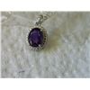 Image 4 : NECKLACE - 3.5CT AMETHYST & DIAMOND NECKLACE OVAL CUT AMETHYST IN STERLING SILVER SETTING - INCLUDES