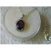 Image 6 : NECKLACE - 3.5CT AMETHYST & DIAMOND NECKLACE OVAL CUT AMETHYST IN STERLING SILVER SETTING - INCLUDES
