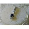 Image 2 : NECKLACE - BLUE SAPPHIRE & DIAMOND IN STERLING SILVER SETTING - RETAIL ESTIMATE $325