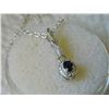 Image 3 : NECKLACE - BLUE SAPPHIRE & DIAMOND IN STERLING SILVER SETTING - RETAIL ESTIMATE $325