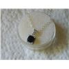 Image 3 : NECKLACE - SQUARE FACETED BLUE SAPPHIRE & DIAMOND IN STERLING SILVER SETTING - RETAIL ESTIMATE $275