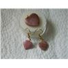 Image 1 : NEW EARRINGS & PENDANT SET - JASPER STONE HEARTS