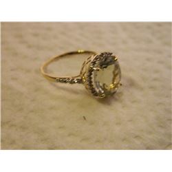 NEW RING - 4.5CT GREEN AMETHYST & 22 DIAMONDS IN 10K GOLD SETTING - INCLUDES CERTIFICATE $1525