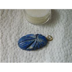 PENDANT - HAND CRAFTED CARVED LAPIS STONE - SCARAB 1 1/2" LONG