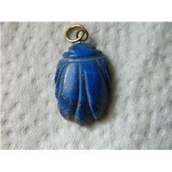 PENDANT - HAND CRAFTED CARVED LAPIS STONE - SCARAB 1" LONG