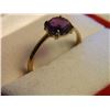 Image 3 : RING - RICH PURPLE ROUND CUSION CUT AMETHYST & 4 DIAMONDS IN STERLING SILVER SOLITAIRE DESIGNED SETT