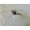 Image 1 : RING - TRILLION FACETED GARNET & DIAMOND IN STERLING SILVER SETTING - INCLUDES PLATINUM FINISH - RET