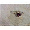 Image 4 : RING - TRILLION FACETED GARNET & DIAMOND IN STERLING SILVER SETTING - INCLUDES PLATINUM FINISH - RET