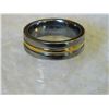 Image 1 : RING - MAN'S TITANIUM - WITH MIDDLE GOLD BAND RETAIL ESTIMATE $200