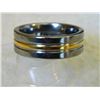 Image 2 : RING - MAN'S TITANIUM - WITH MIDDLE GOLD BAND RETAIL ESTIMATE $200