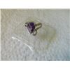 Image 2 : RING - OVERSIDED 4CT PEAR FACETED AMETHYST & 2 DIAMONDS IN STERLING SILVER SETTING - INCLUDES CERTIF