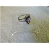 Image 3 : RING - OVERSIDED 4CT PEAR FACETED AMETHYST & 2 DIAMONDS IN STERLING SILVER SETTING - INCLUDES CERTIF