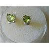 Image 1 : EARRINGS- HEART CUT PERIDOT IN STERLING SILVER STUD DESIGN SETTING - POST & BUTTERFLY BACKING - RETA