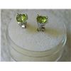Image 2 : EARRINGS- HEART CUT PERIDOT IN STERLING SILVER STUD DESIGN SETTING - POST & BUTTERFLY BACKING - RETA