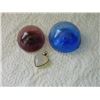 Image 1 : HEART PENDANT - WHITE JADE  - WRAPPED WITH COPPER WIRE TO MAKE BALE & 2 DEFLATED GLASS BALLS - UNIQU