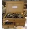Image 1 : WOOD JEWELRY BOX & CONTENTS