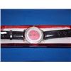 Image 2 : WATCH - NEW DIAMOND KING WATCH SET WITH 6 BRILLIANT DIAMONDS, RED FACE & LEATHER STRAP - RETAIL ESTI