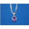 Image 3 : NECKLACE - 3.5CT OVAL FACETED AMETHYST & DIAMOND IN STERLING SILVER SETTING - INLCUDES CERTIFICATE $