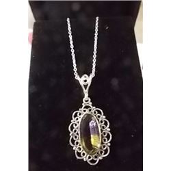 NECKLACE - CUSTOM MADE LARGE AMETRINE BAZEL SET IN STERLING SILVER - RETAIL ESTIMATE $200