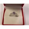 Image 4 : RING - OVAL FACETED TANZANITE & 2 DIAMOND IN STERLING SILVER SOLITAIRE SETTING - RETAIL ESTIMATE $35
