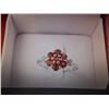 Image 1 : RING - GARNET CLUSTER & 8 TTL DIAMONDS IN STERLING SILVER SETTING - INCLUDES CERTIFICATE $550