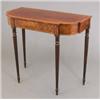 Image 1 : A fine Sheraton mahogany satinwood and tulip wood banded side table, on slender fluted tapered su...