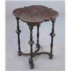 Image 1 : A Victorian walnut occasional table, with shaped floral marquetry top, raised turned column suppo...
