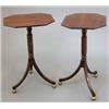 Image 1 : A pair of Regency design mahogany occasional tables, with octagonal tops on spiral fluted columns...
