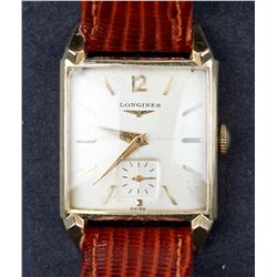 14 Kt Gold 1940's Longines Square Dial Watch