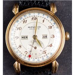 Vintage 18 Kt Gold Movado Calendograph Triple-Date Calendar Wristwatch