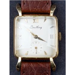 Vintage 1940's Breitling 18 Kt Gold Mens Dress Wristwatch