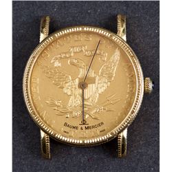 Circa 1980 Swiss Made Baume & Mercier 18 Kt Gold Coin Wristwatch
