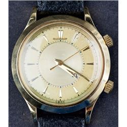 Vintage 18 Kt Swiss Made Gold Jeager Lecoultre Alarm Memovox Wristwatch