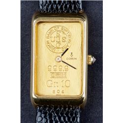 Vintage Swiss Made Corum Mens Dress Watch with 10g Pure Gold Ingot Dial & Diamond Crown