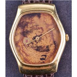 Vintage 18 Kt Gold Swiss Made Jaeger Lecoultre "Tiger Eye" Dial Mens Dress Watch