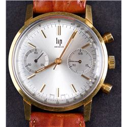 Circa 1960's 14 Kt Gold Lip Geneve Chronographe with Valjoux 7730 Movement