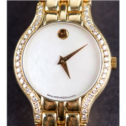 Iconic 18 Kt Gold & Diamonds Movado Museum with Quartz Movement