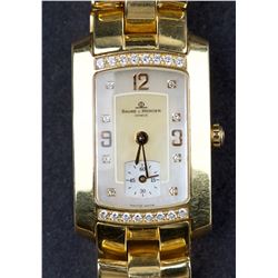 Vintage 18 Kt Gold Swiss Made Baume & Mercier Ladies Dress Watch with 24 Diamonds