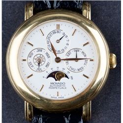 Circa 1990 18 Kt Gold Movado Automatic Perpetuale Calendar Wristwatch with Moon Phases